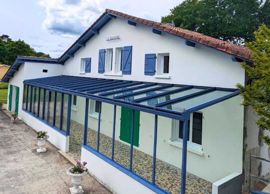 Véranda aluminium grand format à Pouydesseaux (40)